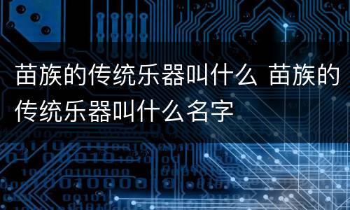 苗族的传统乐器叫什么 苗族的传统乐器叫什么名字