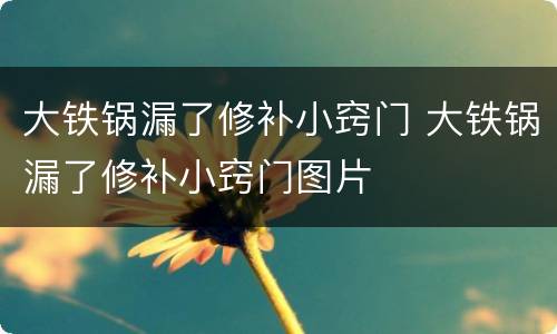 大铁锅漏了修补小窍门 大铁锅漏了修补小窍门图片