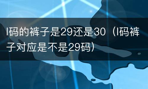 l码的裤子是29还是30（l码裤子对应是不是29码）
