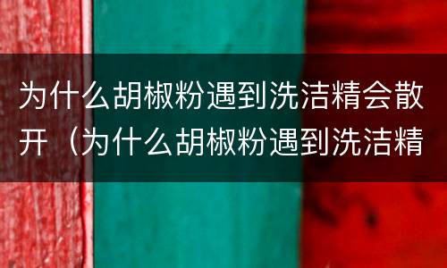 为什么胡椒粉遇到洗洁精会散开（为什么胡椒粉遇到洗洁精会散开小论文）
