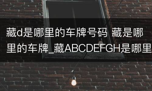 藏d是哪里的车牌号码 藏是哪里的车牌_藏ABCDEFGH是哪里的车牌号