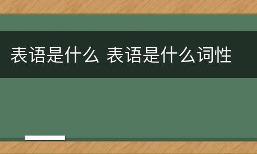 表语是什么 表语是什么词性