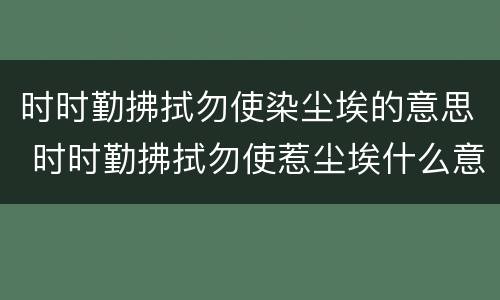 时时勤拂拭勿使染尘埃的意思 时时勤拂拭勿使惹尘埃什么意思