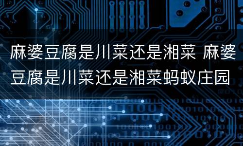 麻婆豆腐是川菜还是湘菜 麻婆豆腐是川菜还是湘菜蚂蚁庄园