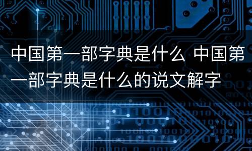 中国第一部字典是什么 中国第一部字典是什么的说文解字
