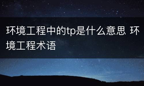 环境工程中的tp是什么意思 环境工程术语
