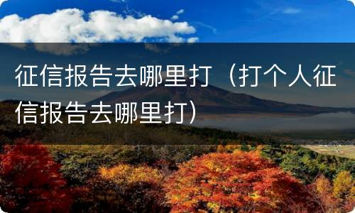 征信报告去哪里打（打个人征信报告去哪里打）