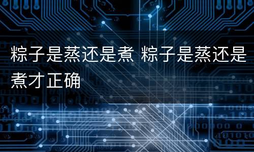 粽子是蒸还是煮 粽子是蒸还是煮才正确