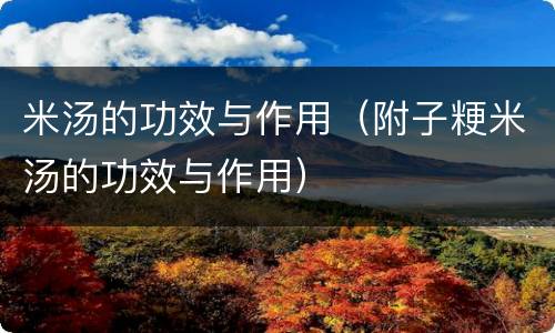 米汤的功效与作用（附子粳米汤的功效与作用）