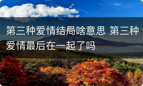第三种爱情结局啥意思 第三种爱情最后在一起了吗