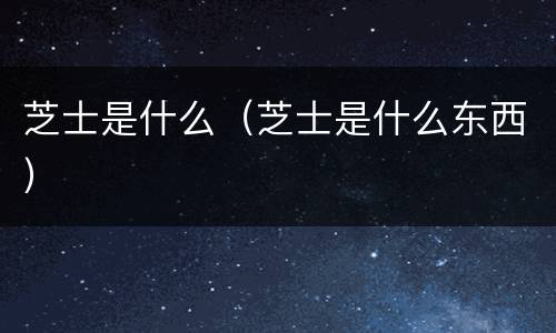 芝士是什么（芝士是什么东西）