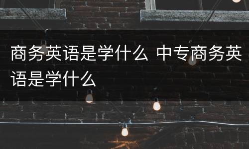 商务英语是学什么 中专商务英语是学什么