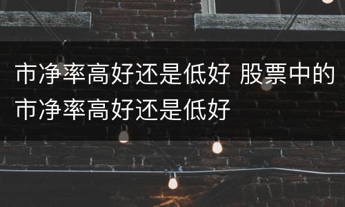 市净率高好还是低好 股票中的市净率高好还是低好