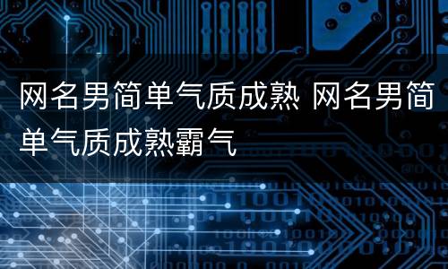 网名男简单气质成熟 网名男简单气质成熟霸气