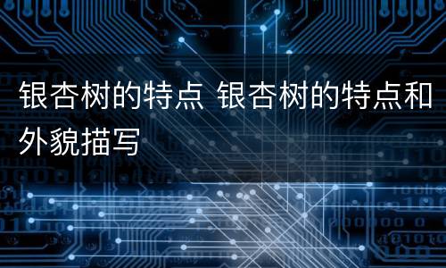 银杏树的特点 银杏树的特点和外貌描写