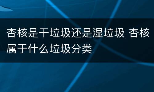 杏核是干垃圾还是湿垃圾 杏核属于什么垃圾分类