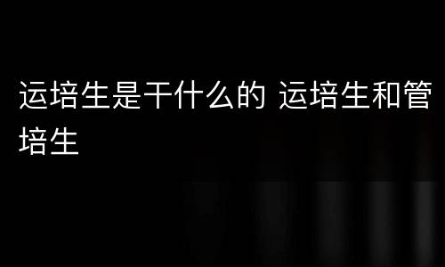 运培生是干什么的 运培生和管培生