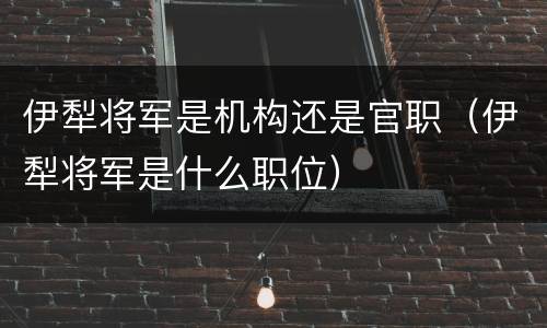伊犁将军是机构还是官职（伊犁将军是什么职位）