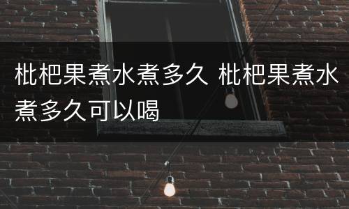 枇杷果煮水煮多久 枇杷果煮水煮多久可以喝