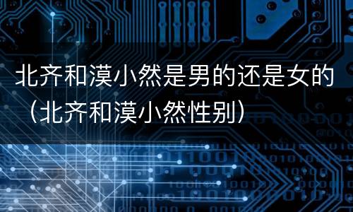 北齐和漠小然是男的还是女的（北齐和漠小然性别）