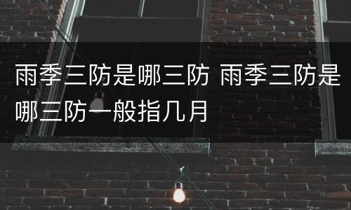 雨季三防是哪三防 雨季三防是哪三防一般指几月