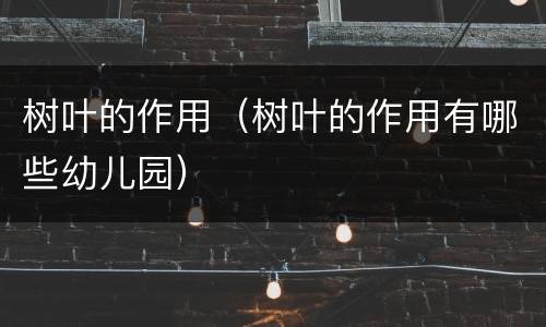 树叶的作用（树叶的作用有哪些幼儿园）