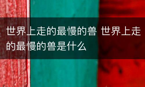 世界上走的最慢的兽 世界上走的最慢的兽是什么