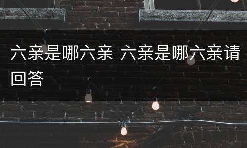 六亲是哪六亲 六亲是哪六亲请回答