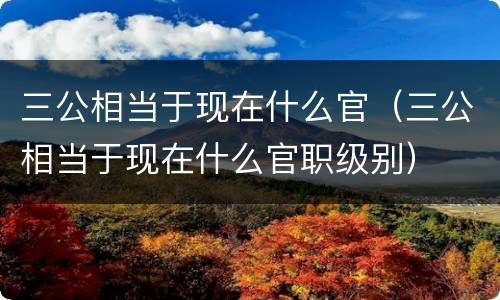 三公相当于现在什么官（三公相当于现在什么官职级别）