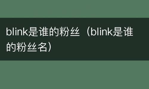 blink是谁的粉丝（blink是谁的粉丝名）
