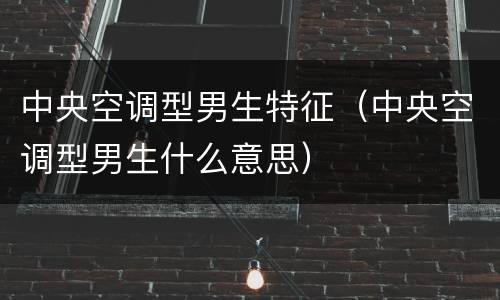中央空调型男生特征（中央空调型男生什么意思）