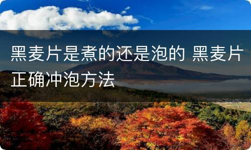 黑麦片是煮的还是泡的 黑麦片正确冲泡方法