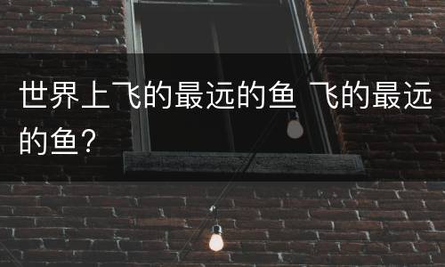 世界上飞的最远的鱼 飞的最远的鱼?