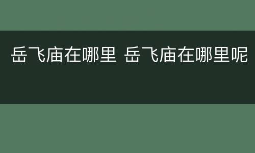 岳飞庙在哪里 岳飞庙在哪里呢