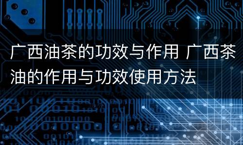 广西油茶的功效与作用 广西茶油的作用与功效使用方法