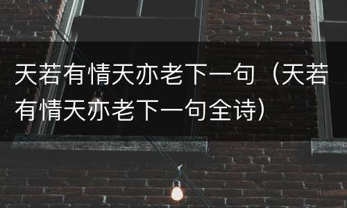 天若有情天亦老下一句（天若有情天亦老下一句全诗）