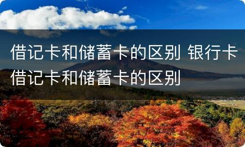 借记卡和储蓄卡的区别 银行卡借记卡和储蓄卡的区别