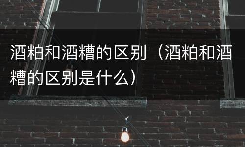 酒粕和酒糟的区别（酒粕和酒糟的区别是什么）