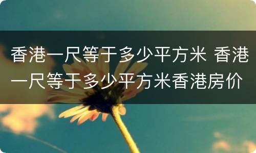 香港一尺等于多少平方米 香港一尺等于多少平方米香港房价