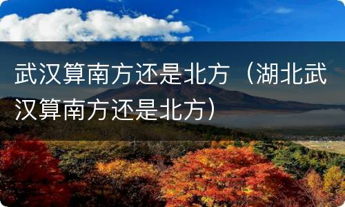 武汉算南方还是北方（湖北武汉算南方还是北方）