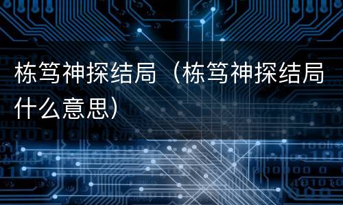 栋笃神探结局（栋笃神探结局什么意思）