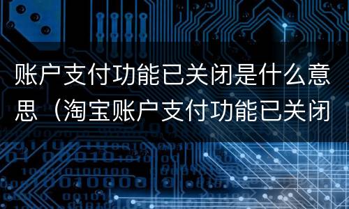 账户支付功能已关闭是什么意思（淘宝账户支付功能已关闭是什么意思）