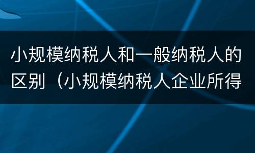 小规模纳税人和一般纳税人的区别（小规模纳税人企业所得税优惠政策）