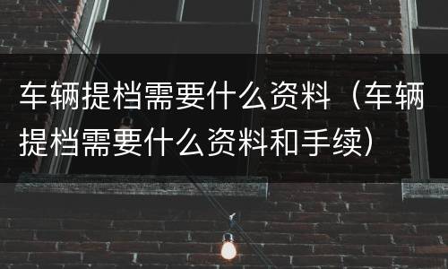 车辆提档需要什么资料（车辆提档需要什么资料和手续）