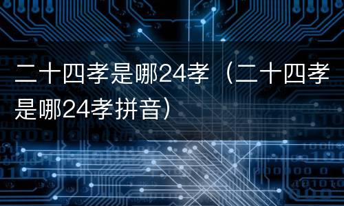 二十四孝是哪24孝（二十四孝是哪24孝拼音）