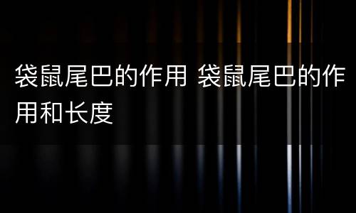 袋鼠尾巴的作用 袋鼠尾巴的作用和长度