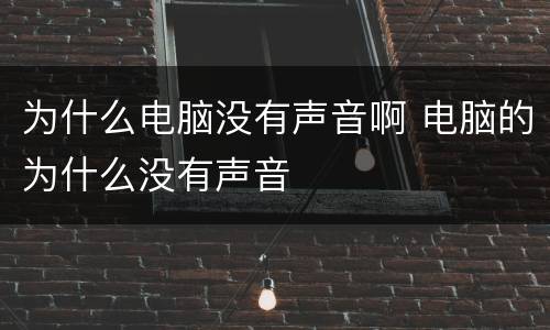 为什么电脑没有声音啊 电脑的为什么没有声音