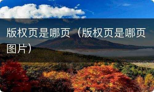 版权页是哪页（版权页是哪页图片）