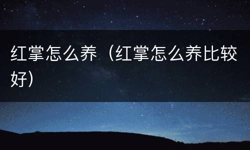 红掌怎么养（红掌怎么养比较好）