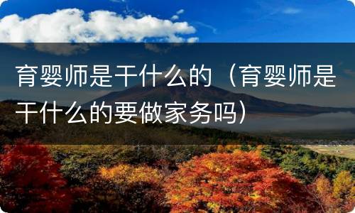 育婴师是干什么的（育婴师是干什么的要做家务吗）